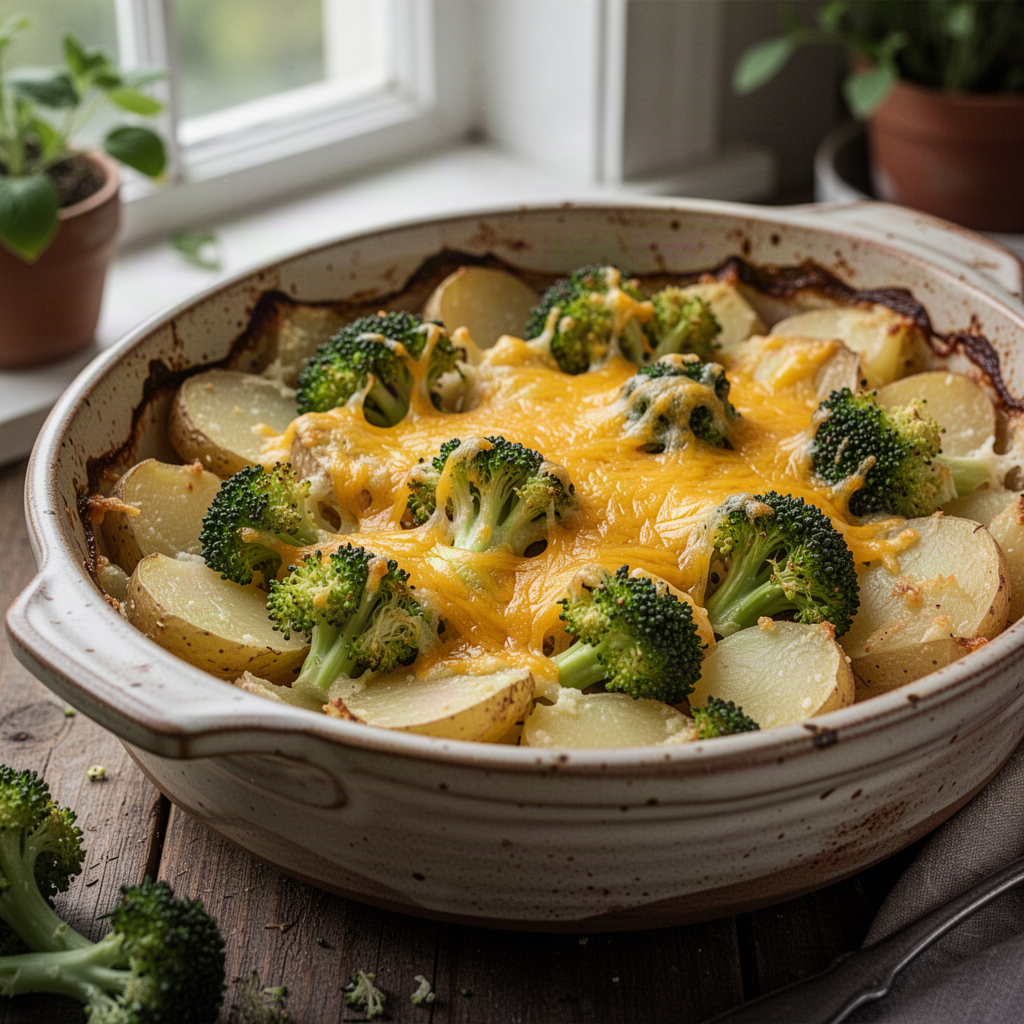 Broccoli Cheddar Potato Bake