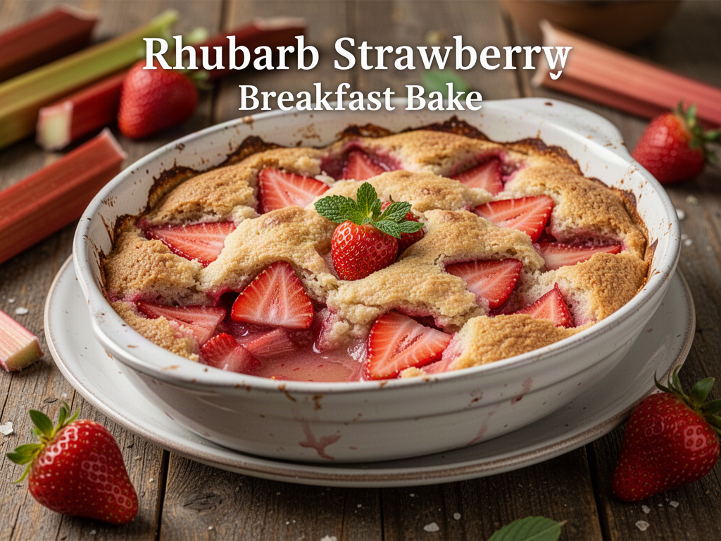 Rhubarb Strawberry Breakfast Bake